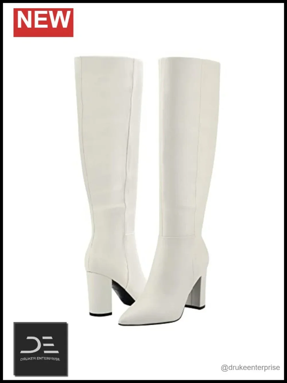 Marc Fisher Groovey Knee-High Snow Boots Faux Leather Block Heel Pull-On